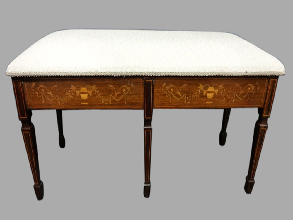 Beautiful Edwardian Rosewood Inlaid Duet Stool