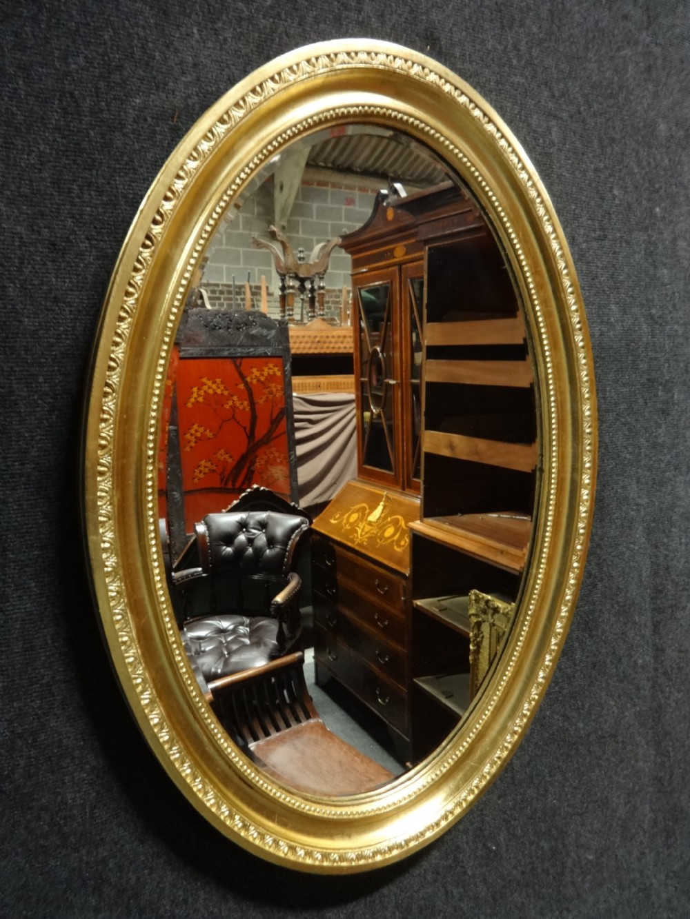 Edwardian Gilt Framed Oval Mirror View V