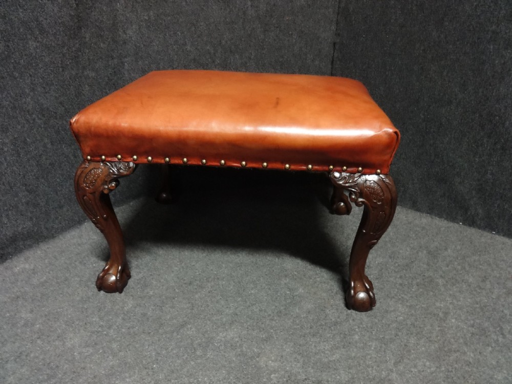Very good Leather Covered Mahogany Stool