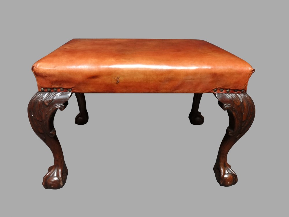 Mahogany framed leather topped stool