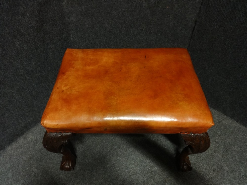 Mahogany framed leather topped stool View IV