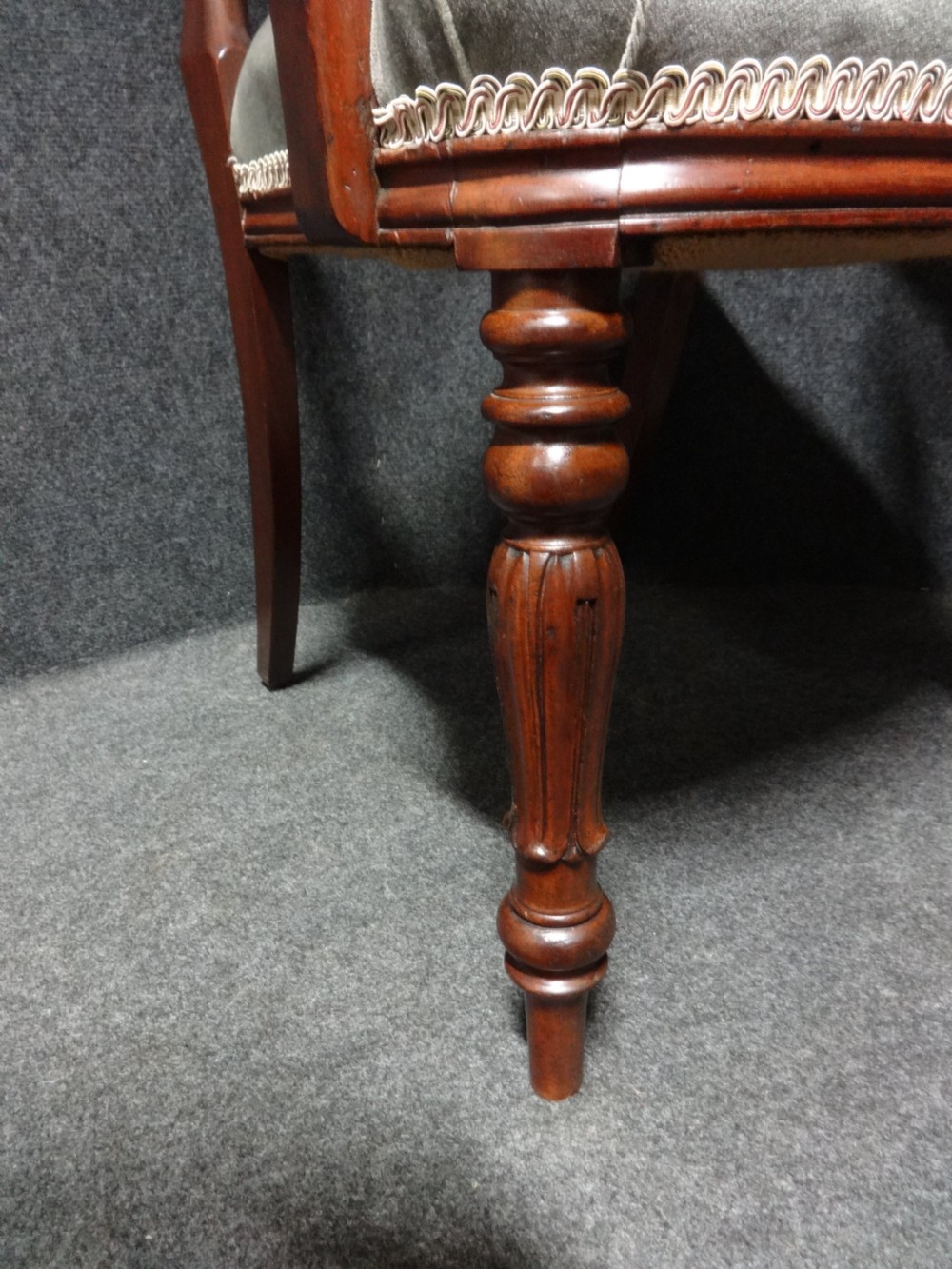 Excellent Pair Mahogany Balloon Backed Carved Chairs View III