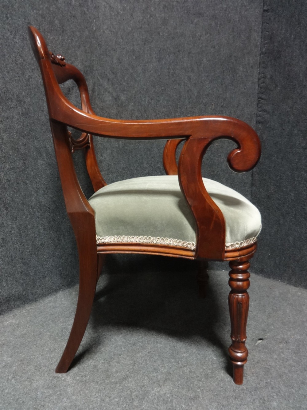 Excellent Pair Mahogany Balloon Backed Carved Chairs View IV