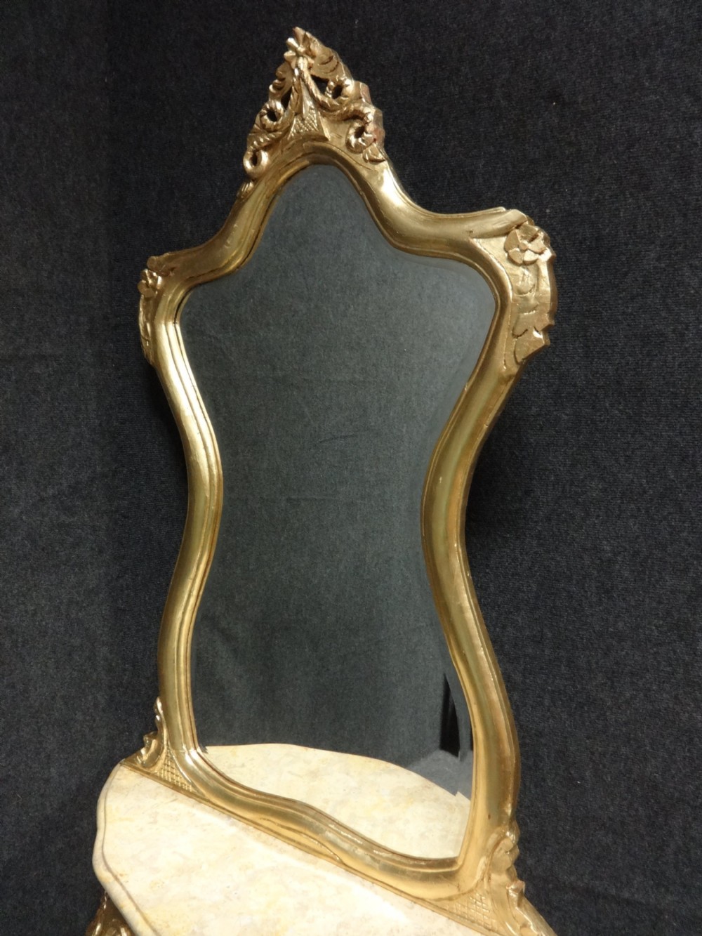 Pair French Giltwood Console Tables and Mirrors View IV