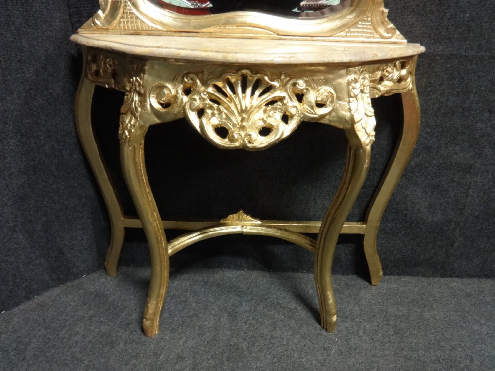 Pair French Giltwood Console Tables and Mirrors View VIII