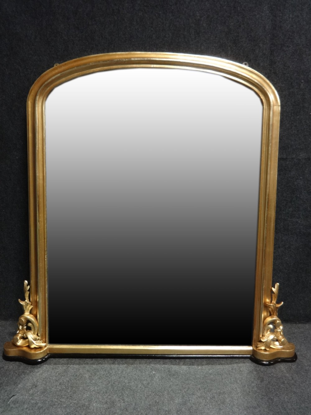Victorian English Arched Top Overmantle Mirror