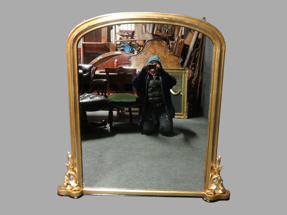 Victorian English Arched Top Overmantle Mirror View II
