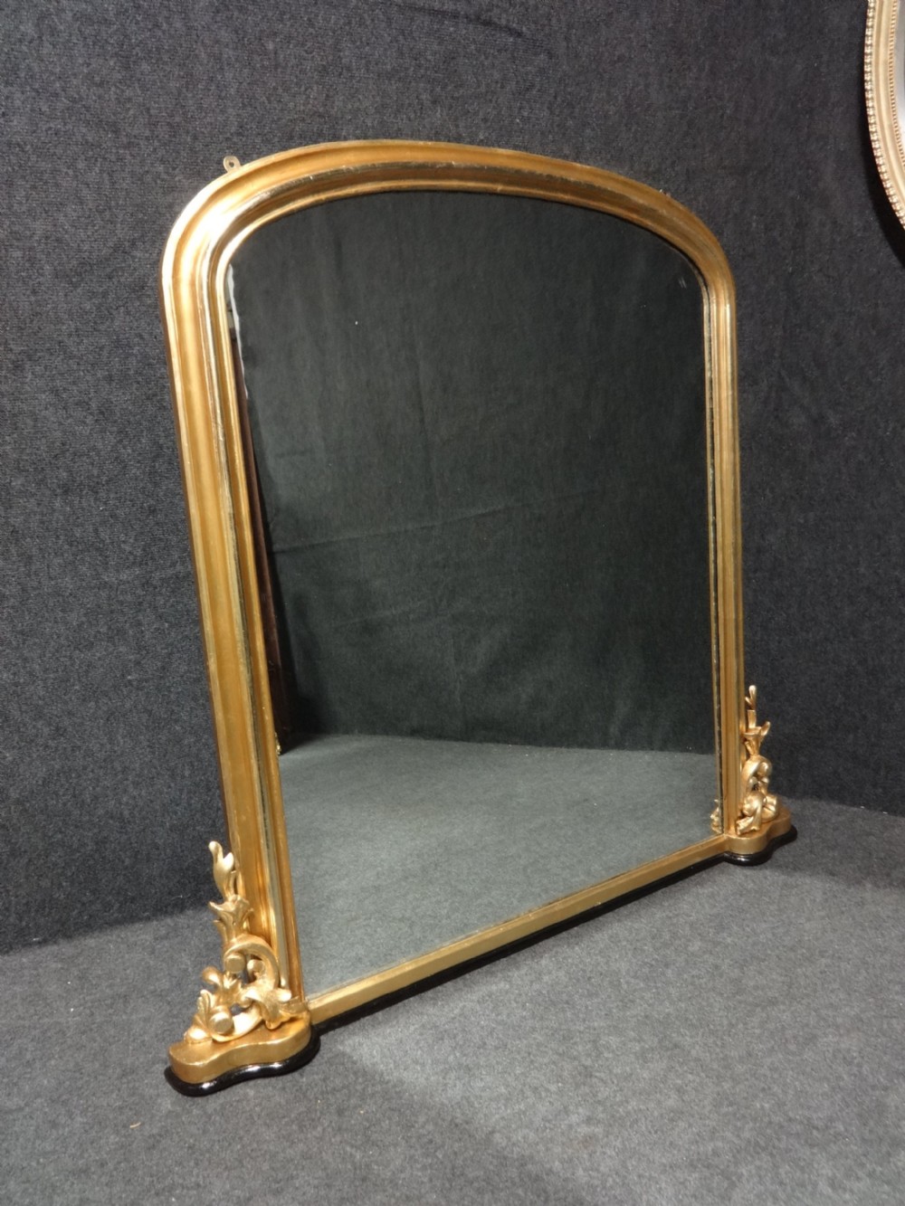 Victorian English Arched Top Overmantle Mirror View VI