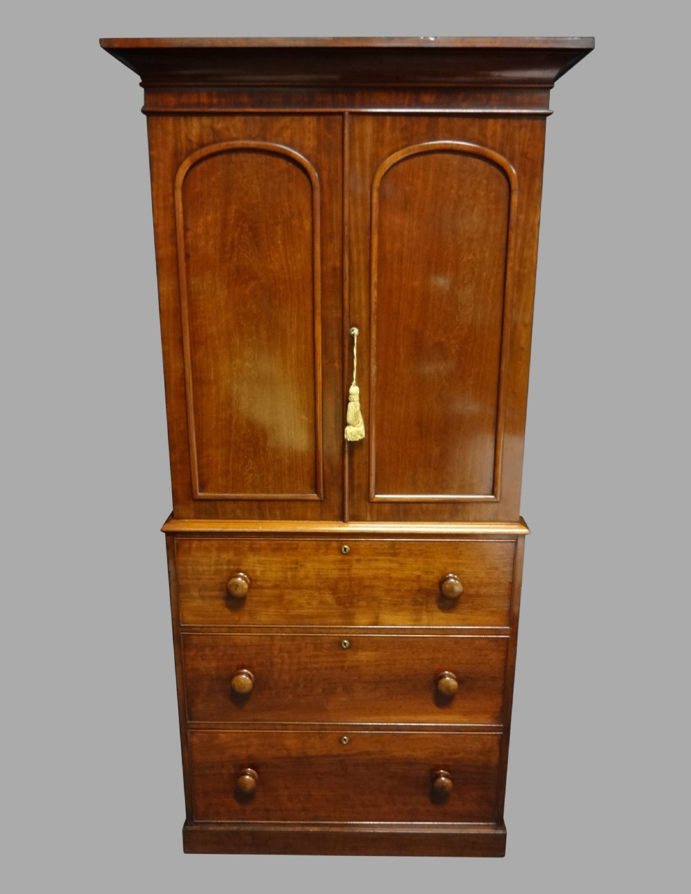 Excellent quality Victorian Mahogany Linen Press of Slim Proportions