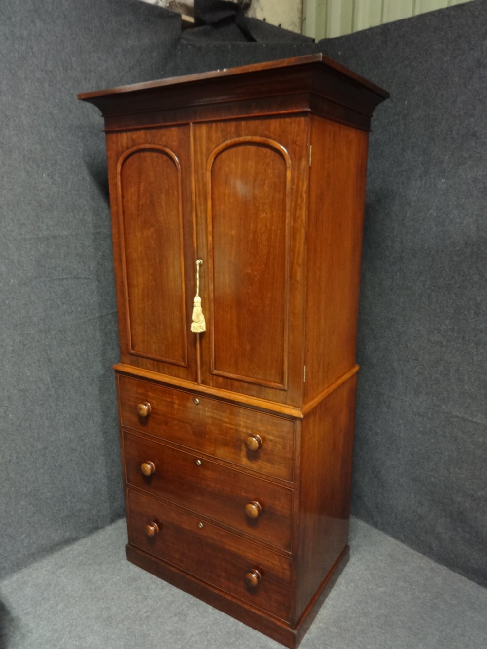 Excellent quality Victorian Mahogany Linen Press of Slim Proportions View II
