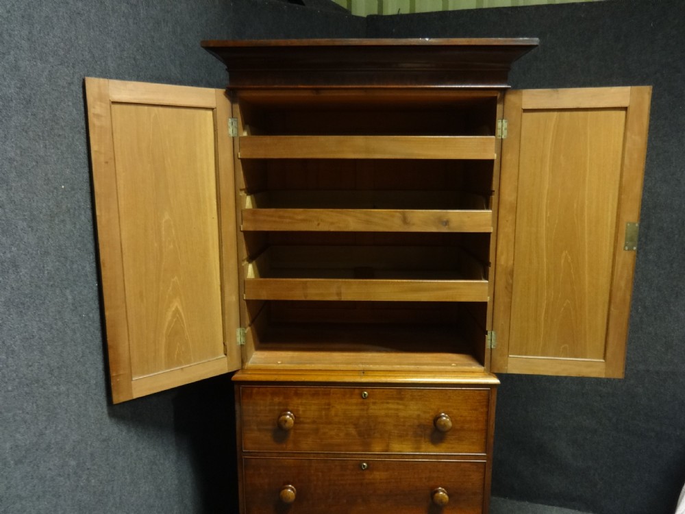 Excellent quality Victorian Mahogany Linen Press of Slim Proportions View IV