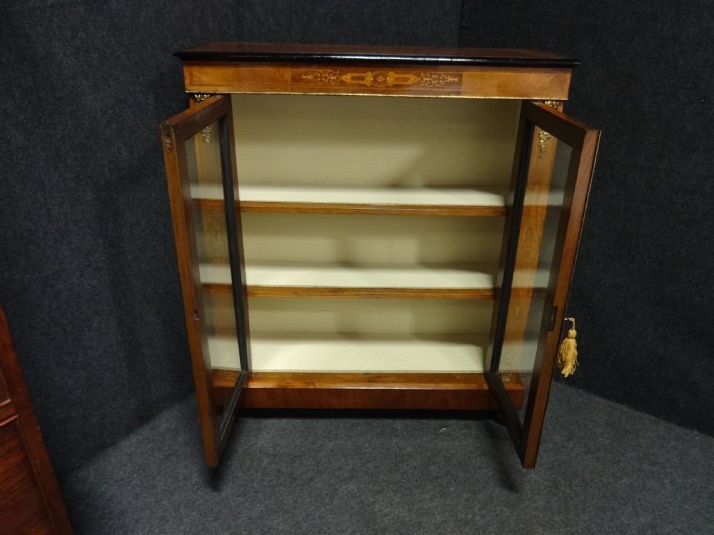 Victorian Walnut Inlaid Pier Cabinet Bookcase View VI