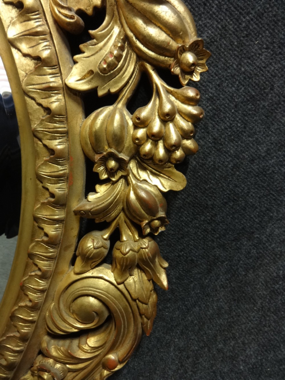 Fine and Large Carved Oval Giltwood Mirror View IV