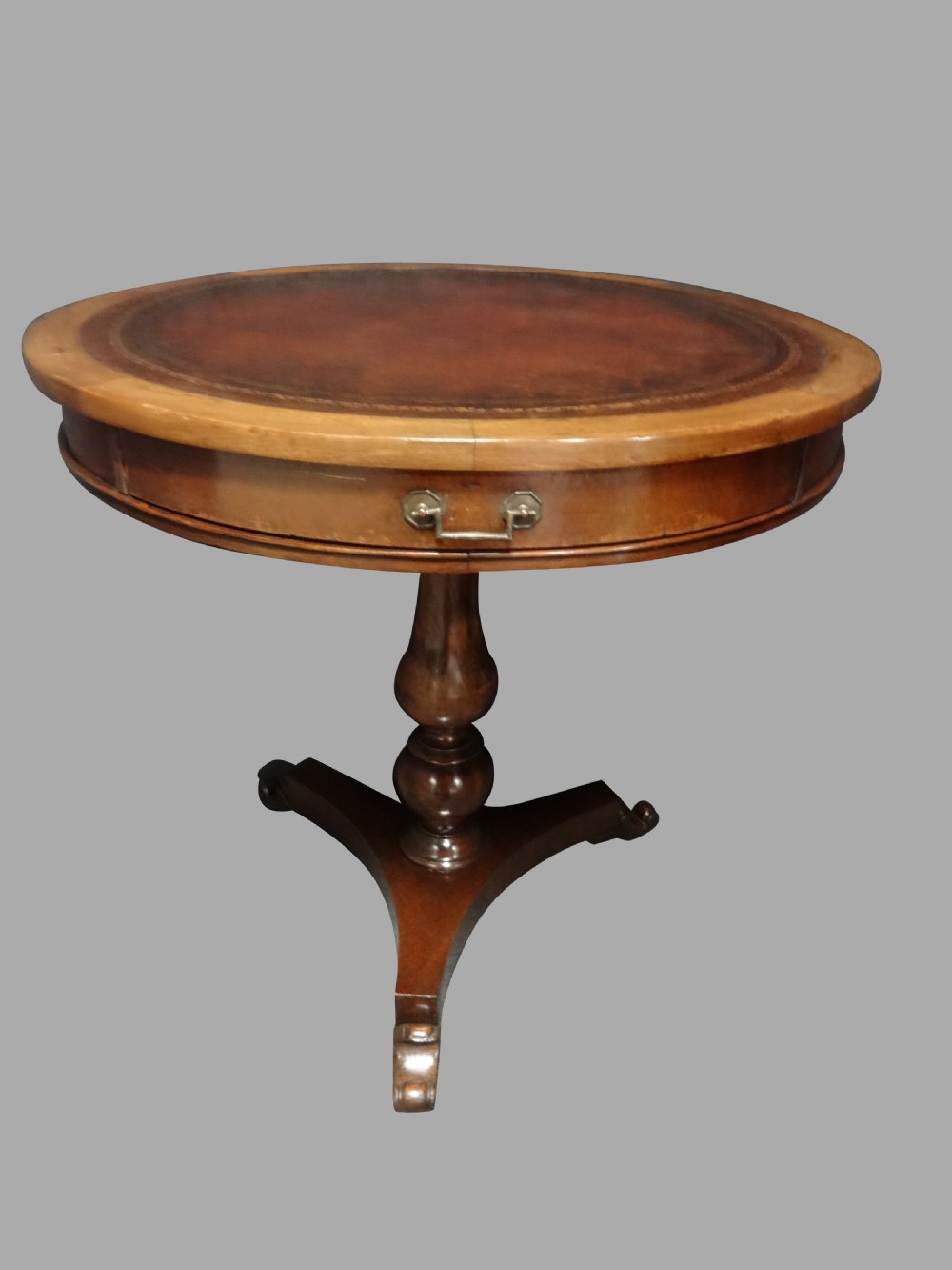 Good Leather Topped Drum Table
