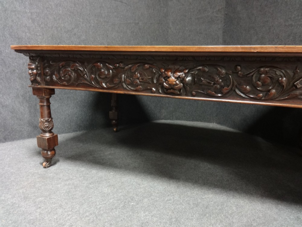 Phenomenal Carved Oak and Parquet Centre Table View VII