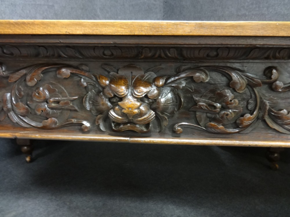 Phenomenal Carved Oak and Parquet Centre Table View VIII