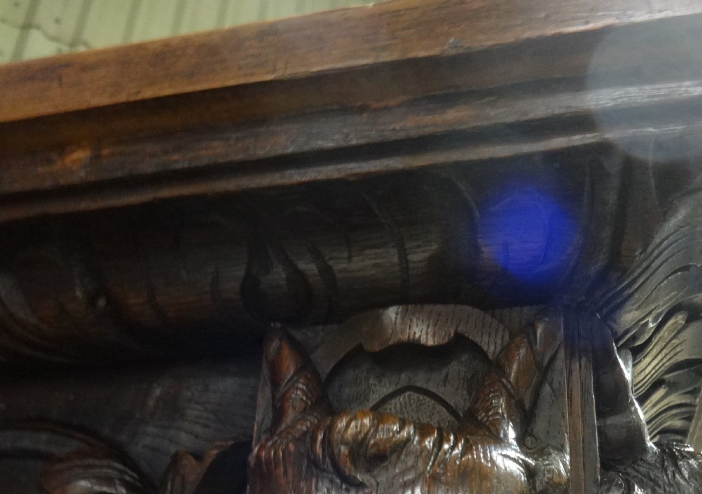Phenomenal Carved Oak and Parquet Centre Table View X