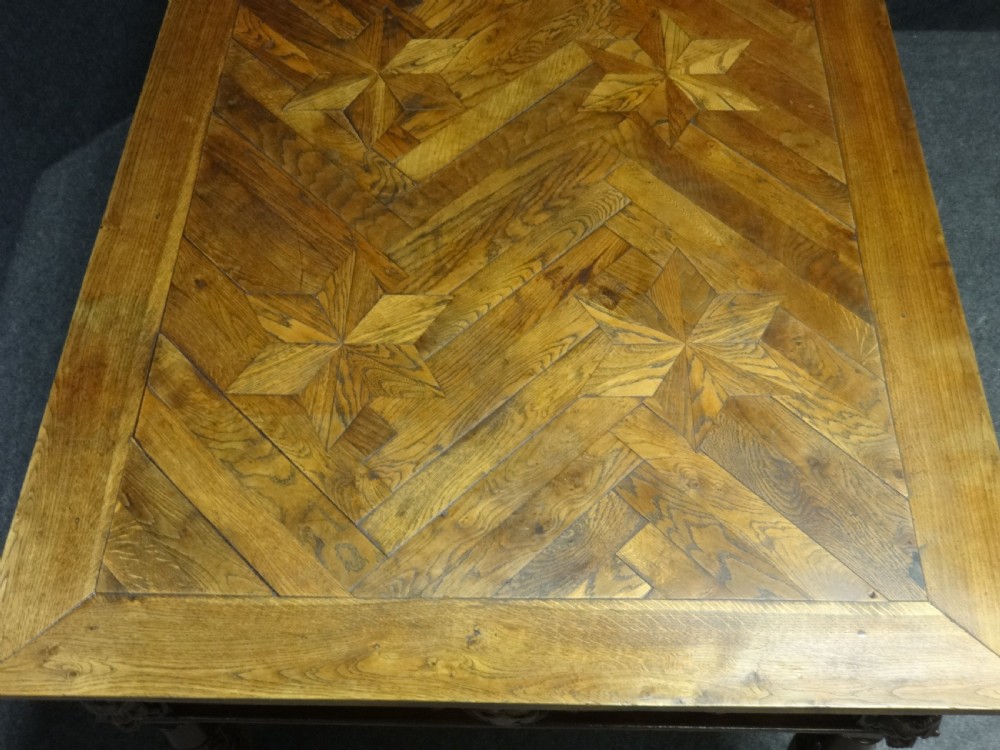 Phenomenal Carved Oak and Parquet Centre Table View XIV