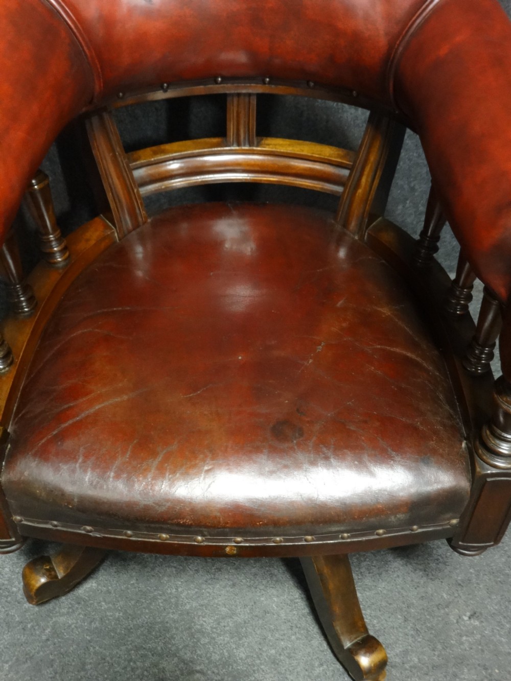 Top Quality Victorian Leather Upholstered Mahogany Desk Chair View III
