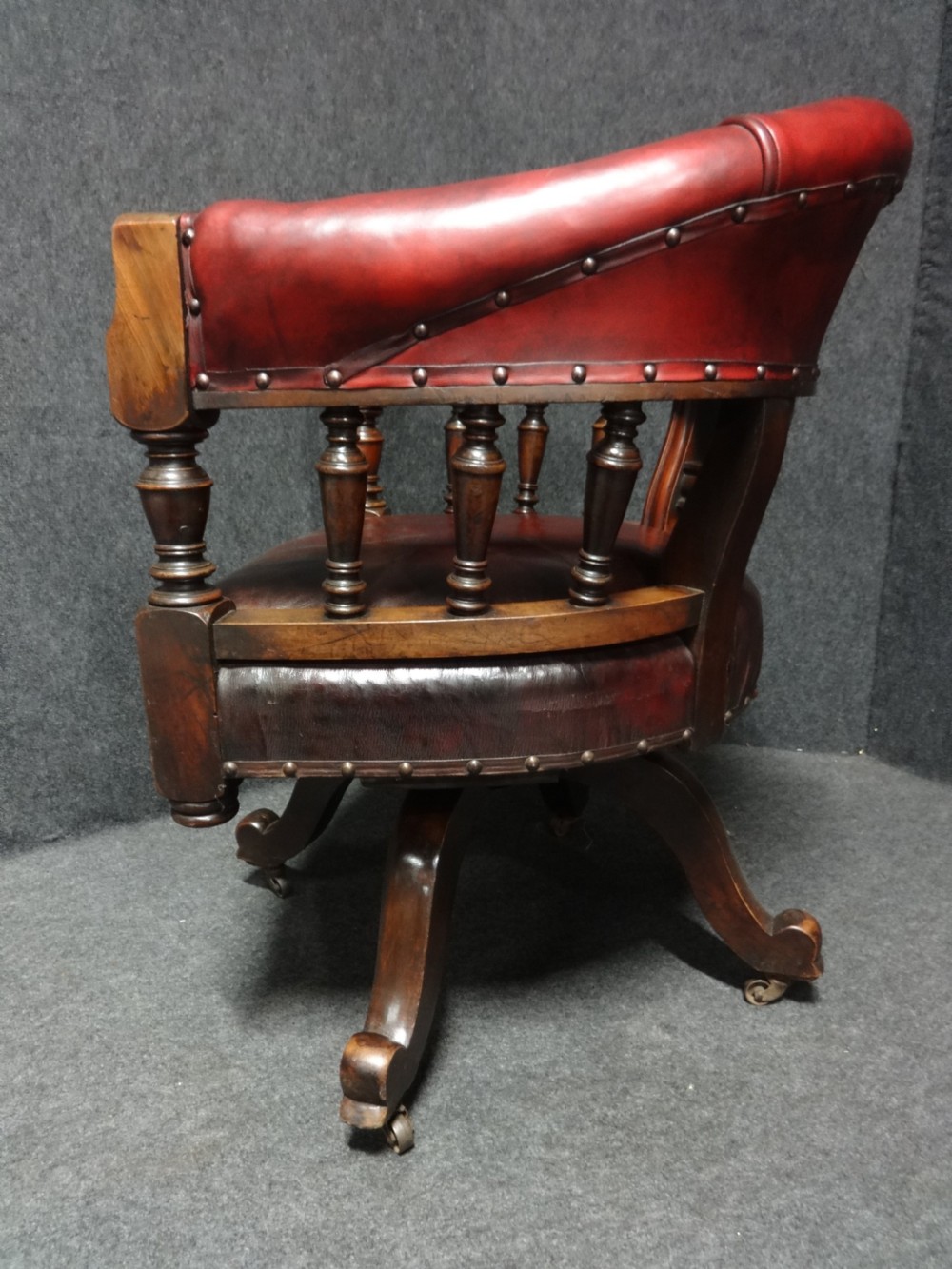 Top Quality Victorian Leather Upholstered Mahogany Desk Chair View IV