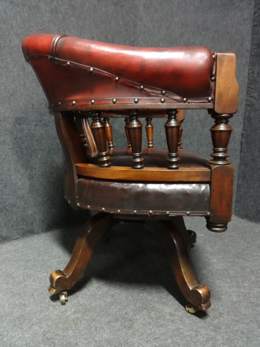 Top Quality Victorian Leather Upholstered Mahogany Desk Chair View V