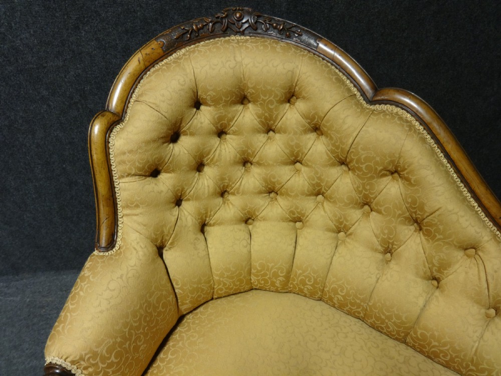 Superb Newly Upholstered Victorian Walnut Chaise Lounge View II