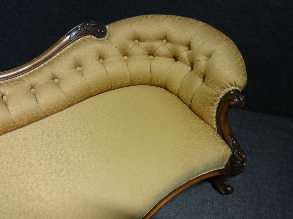 Superb Newly Upholstered Victorian Walnut Chaise Lounge View III