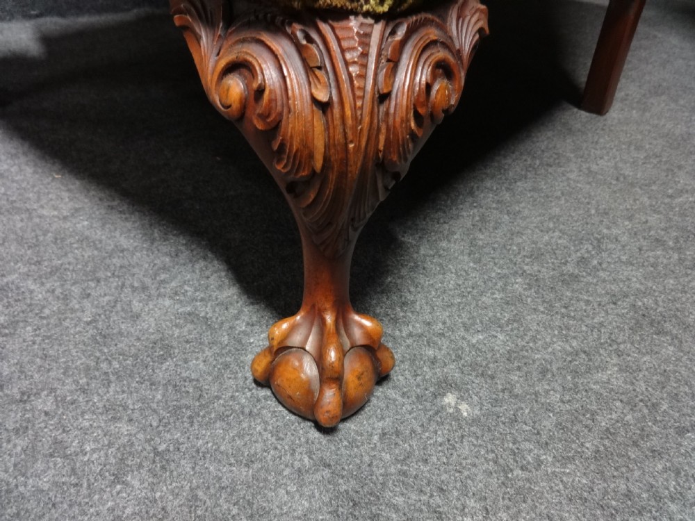 Good Pair Mahogany Framed Wing Armchairs View VII