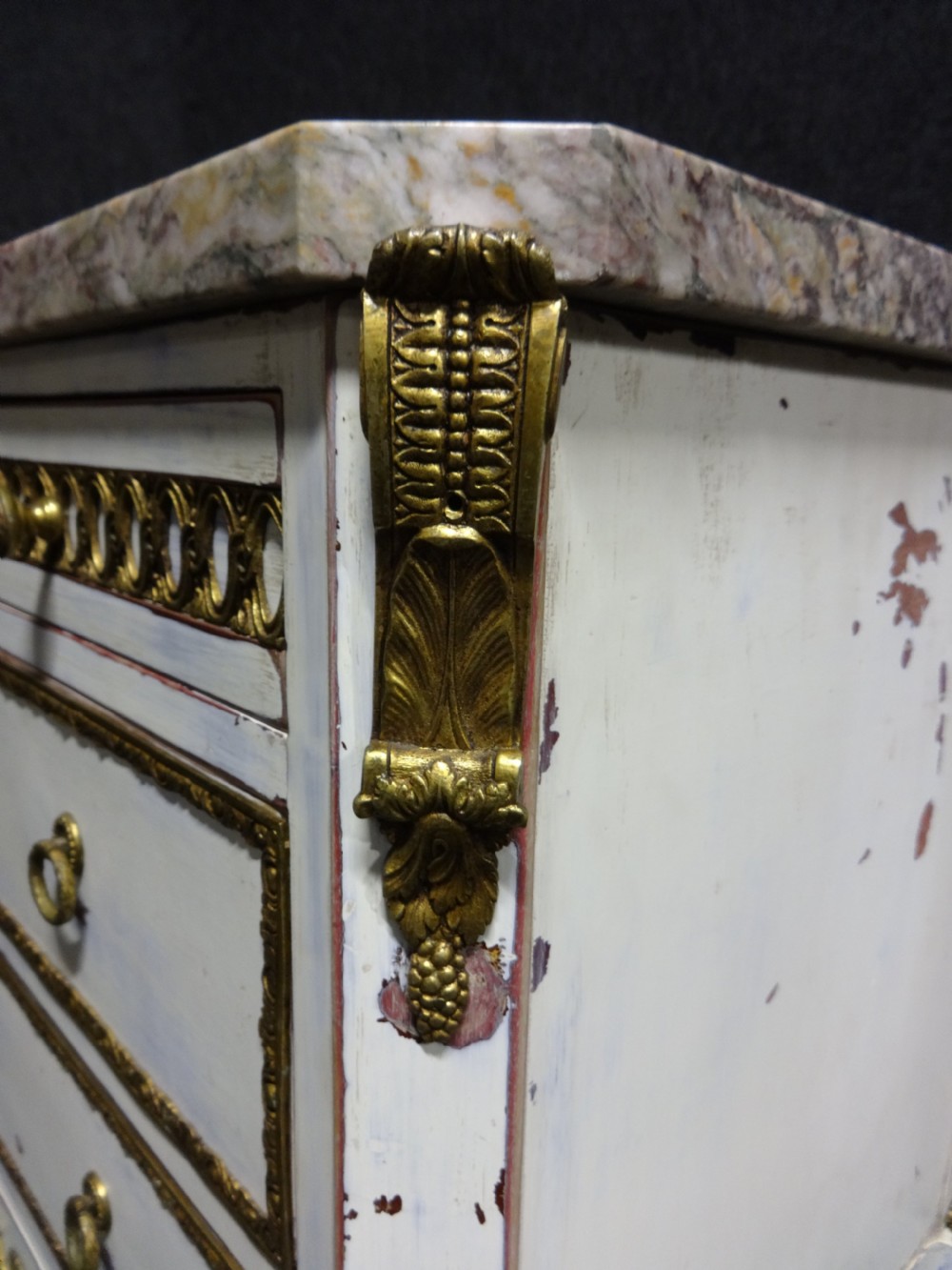 Outstanding Pair French Painted Commode Chest of Drawers View IV