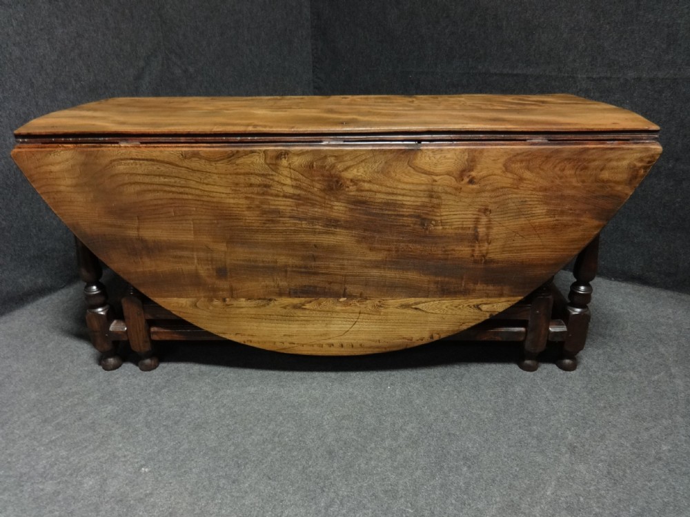 A Superb Huge Elm Drop Leaf Double Gate Dining Table View II