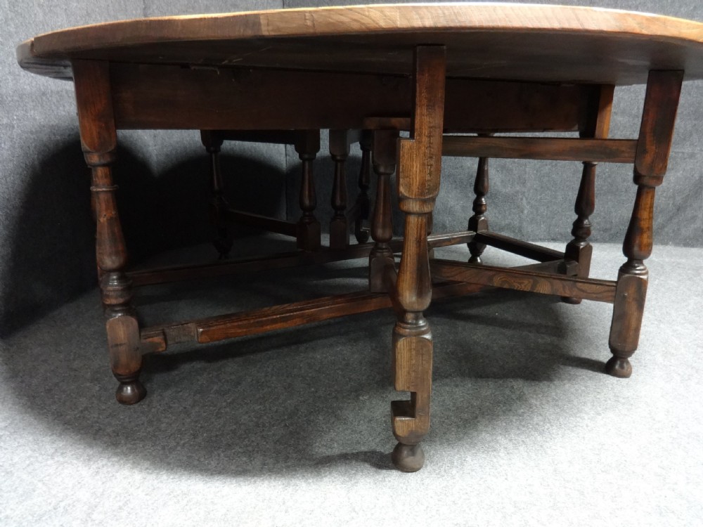 A Superb Huge Elm Drop Leaf Double Gate Dining Table View III