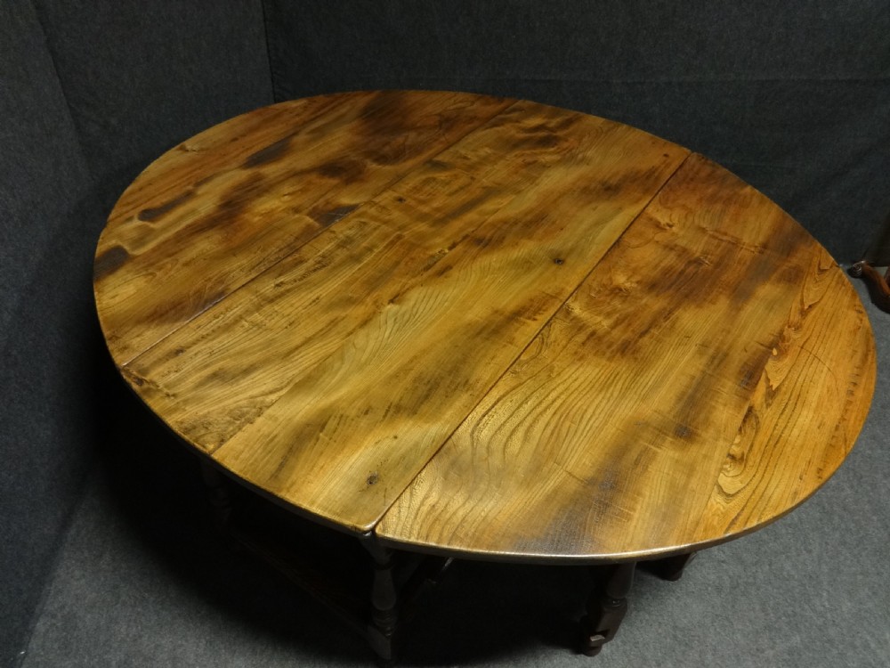 A Superb Huge Elm Drop Leaf Double Gate Dining Table View VI