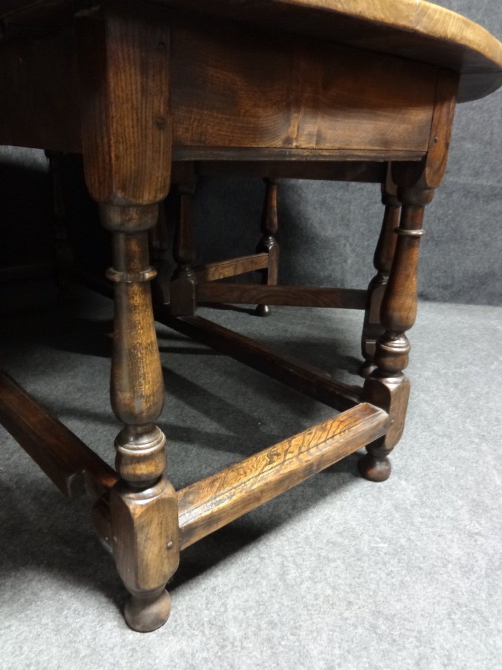 A Superb Huge Elm Drop Leaf Double Gate Dining Table View IX