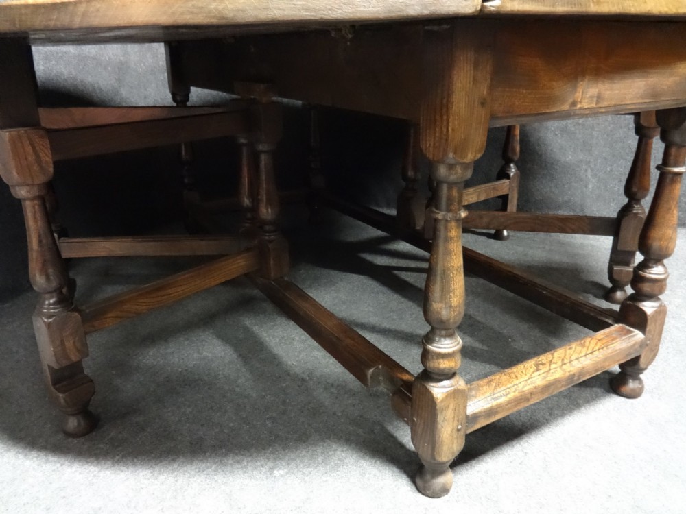 A Superb Huge Elm Drop Leaf Double Gate Dining Table View X