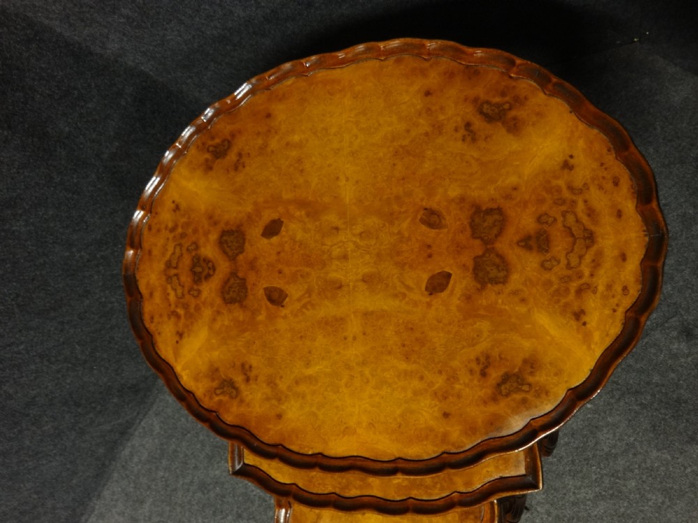Good Quality Burr Walnut Nest of Three Tables View IV