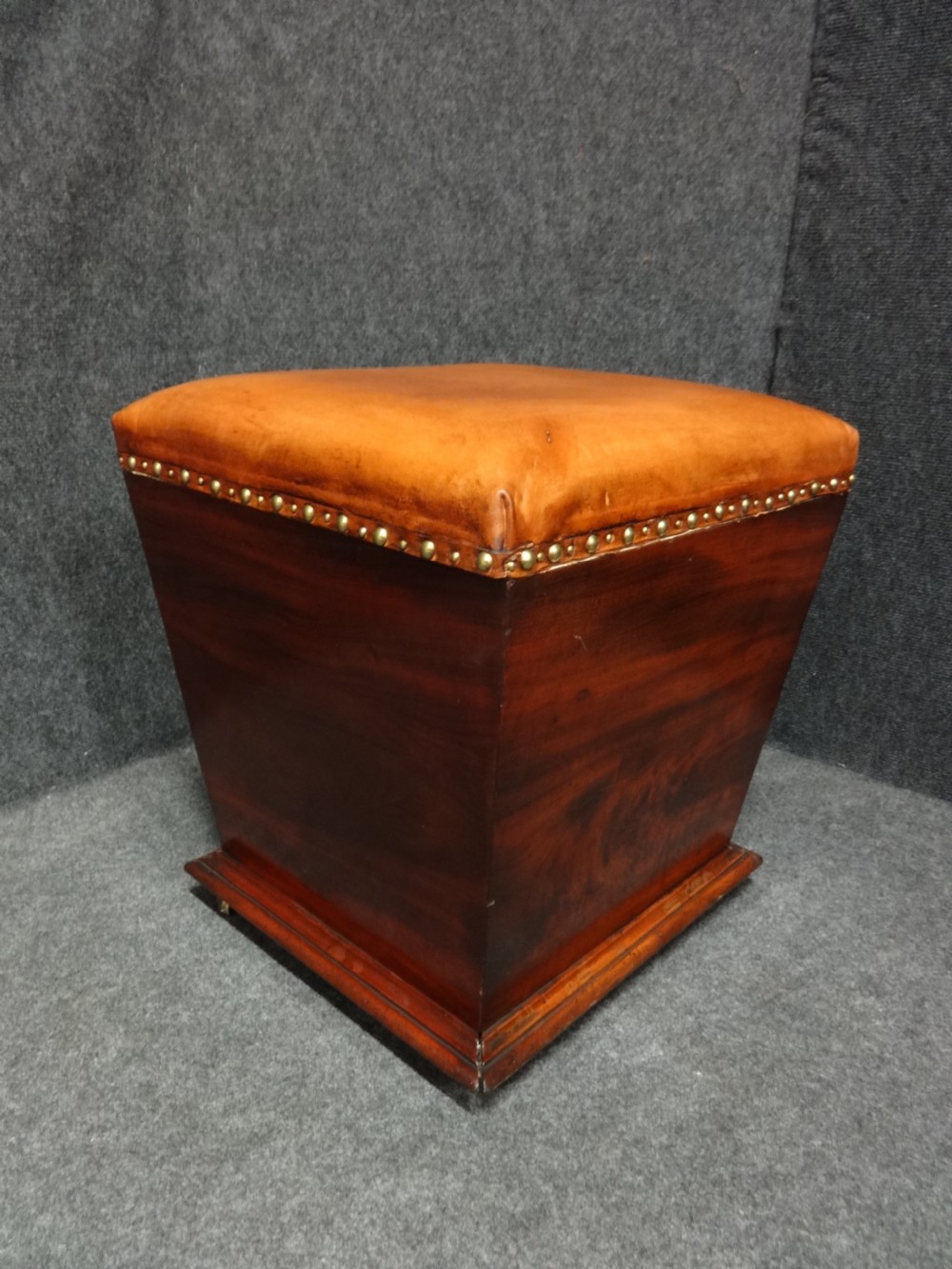 Leather Topped Victorian Mahogany Ottoman View II