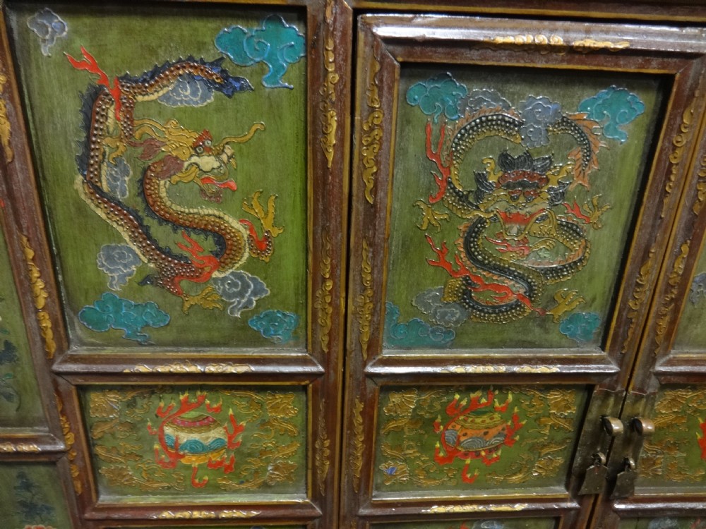 Superb Large Asian Oriental Tibetan Hand Painted Cabinet View III