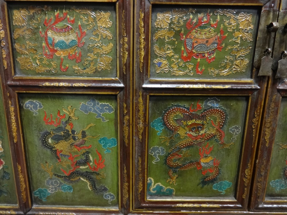 Superb Large Asian Oriental Tibetan Hand Painted Cabinet View IV