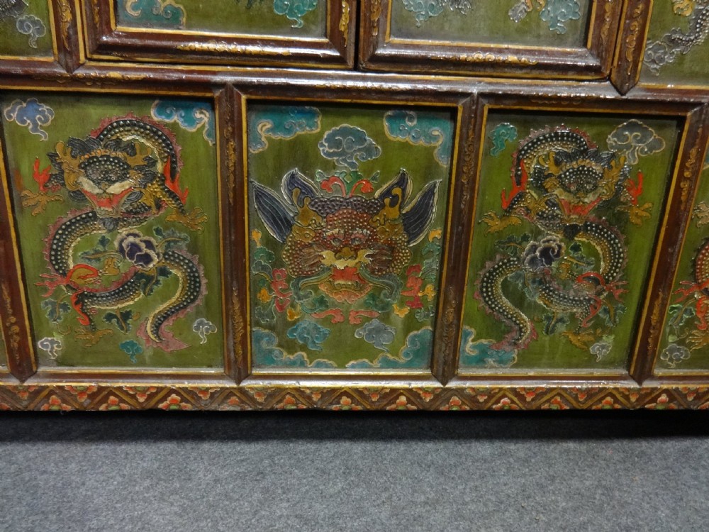 Superb Large Asian Oriental Tibetan Hand Painted Cabinet View V