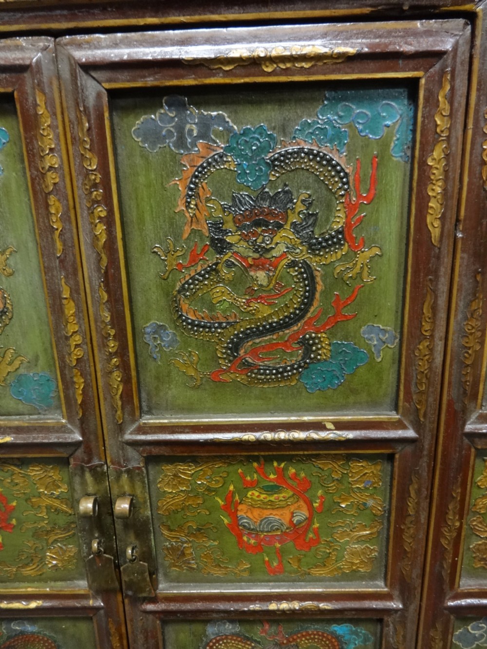 Superb Large Asian Oriental Tibetan Hand Painted Cabinet View VI