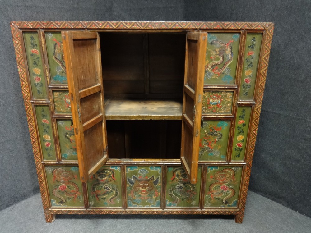 Superb Large Asian Oriental Tibetan Hand Painted Cabinet View VIII