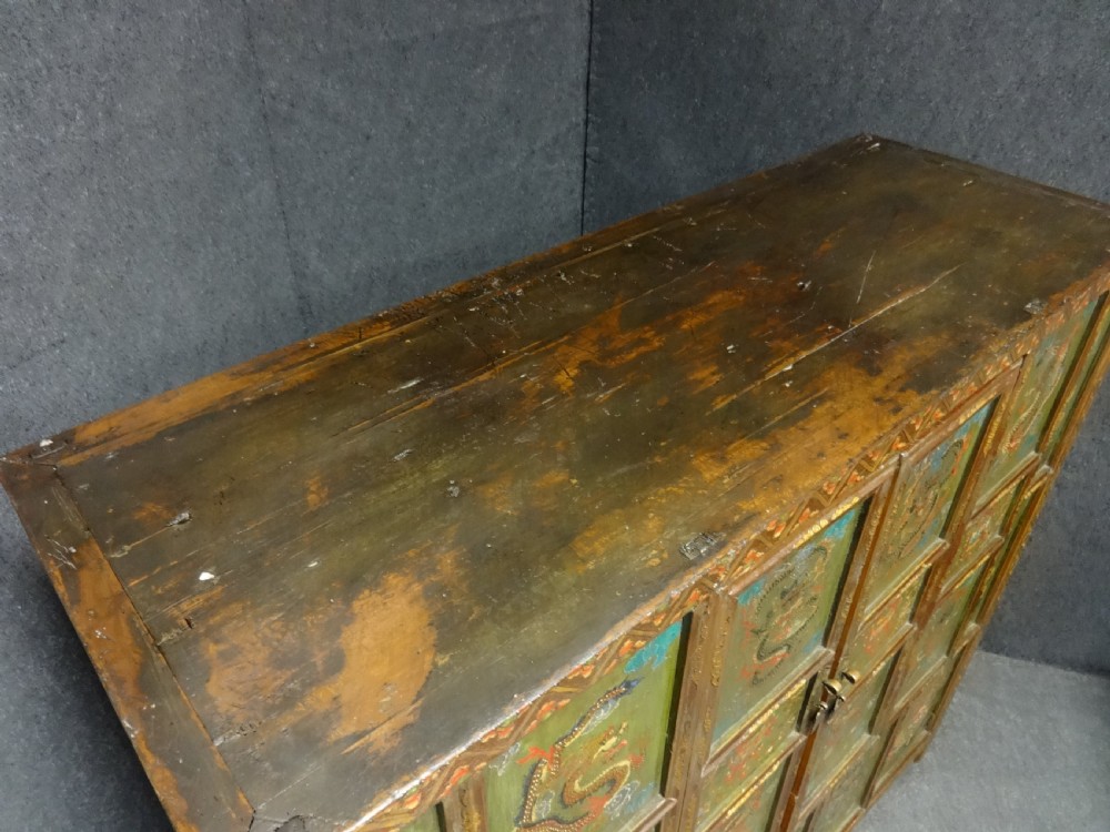 Superb Large Asian Oriental Tibetan Hand Painted Cabinet View X