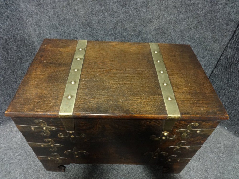 Good Brass Banded Oak Coal Box View II
