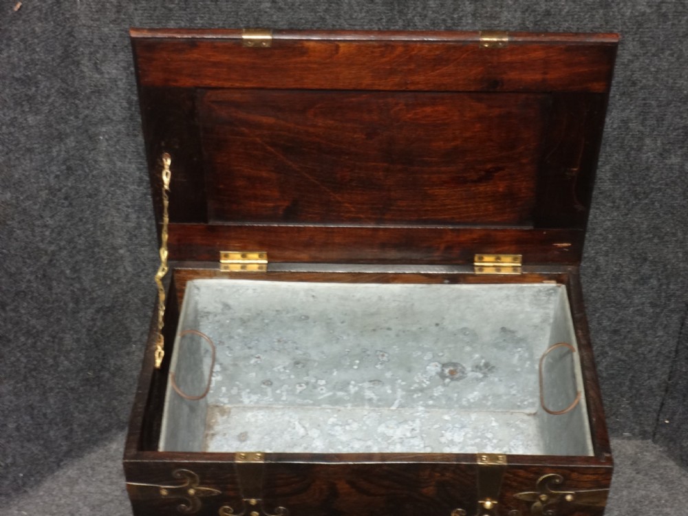 Good Brass Banded Oak Coal Box View IV