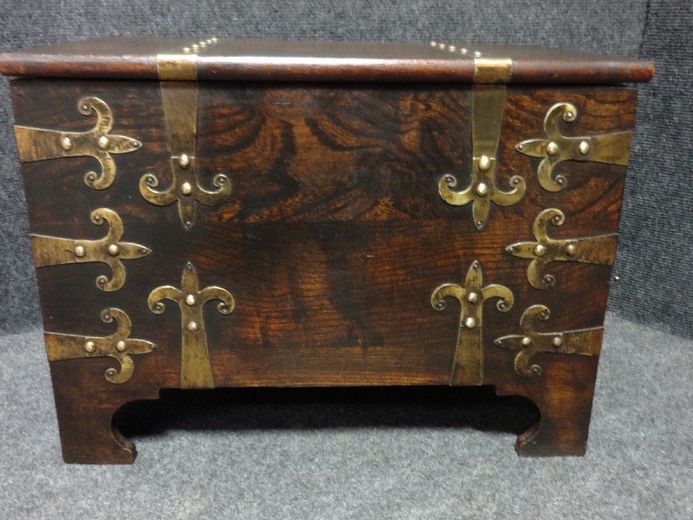 Good Brass Banded Oak Coal Box View VI