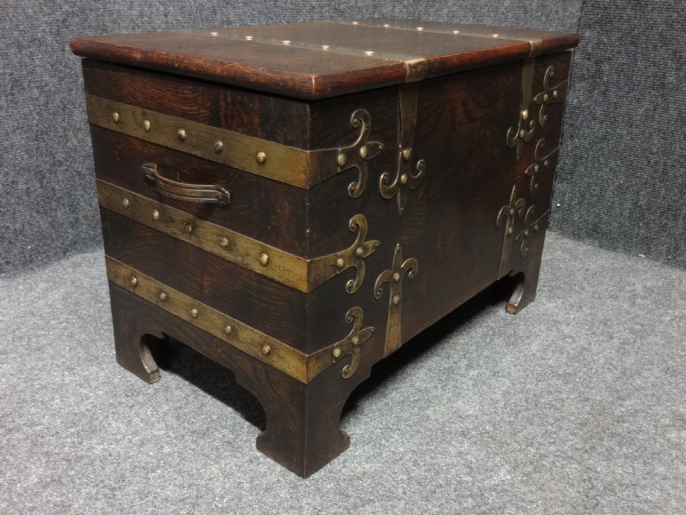 Good Brass Banded Oak Coal Box View VII