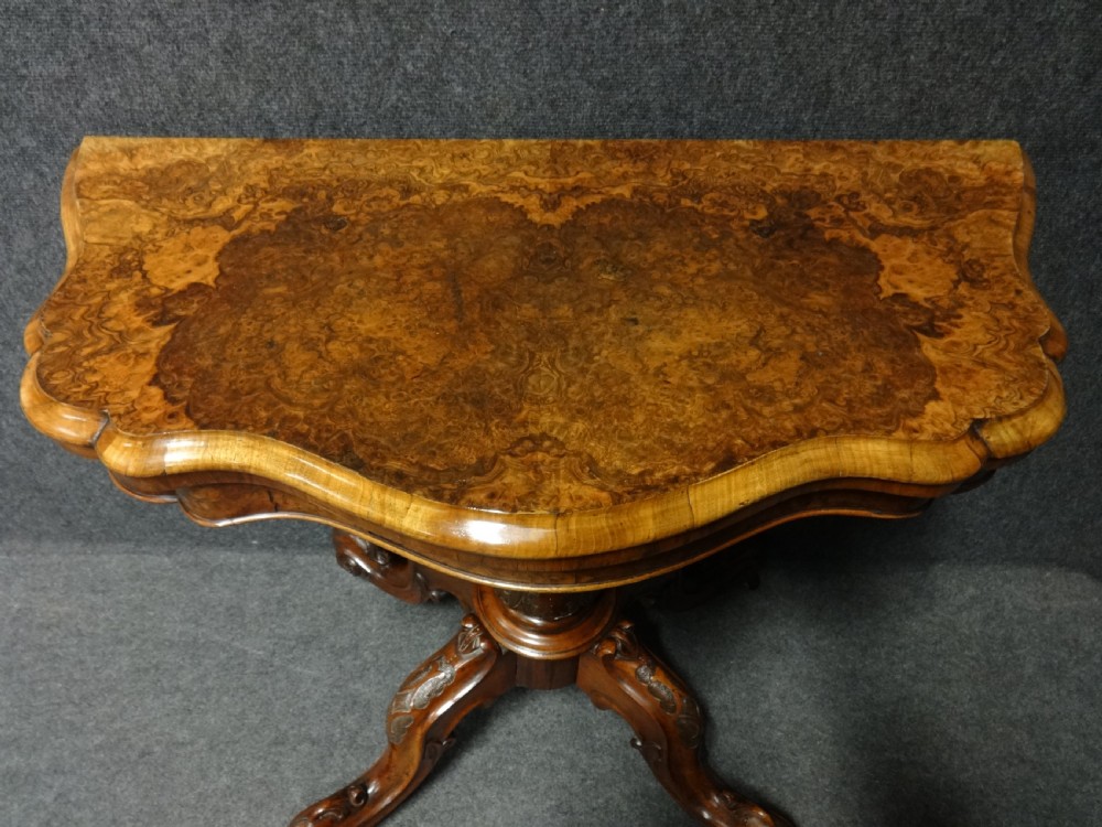 Burr Walnut Card Games Table View II