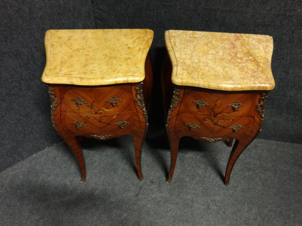 Excellent Quality Pair Marquetry Bedside  Chests of Drawers View VI