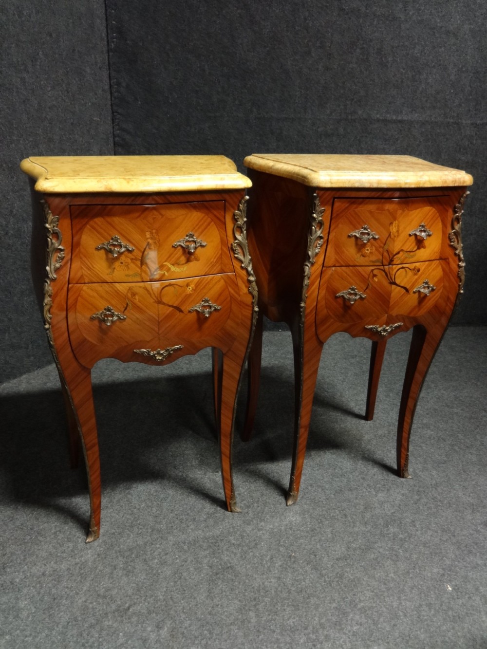 Excellent Quality Pair Marquetry Bedside  Chests of Drawers View VIII