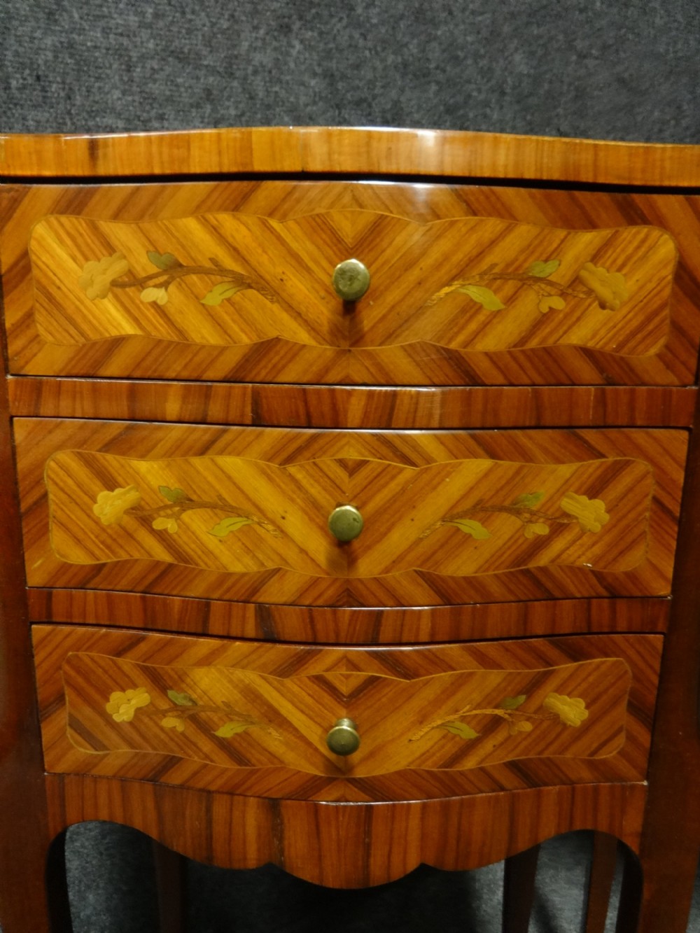 Good Pair French Serpentine Kingwood Bedside Chests of Drawers View IV
